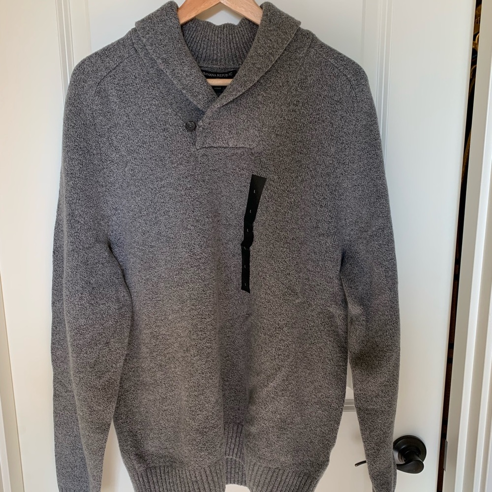 Mens popover shawl sweater NWT